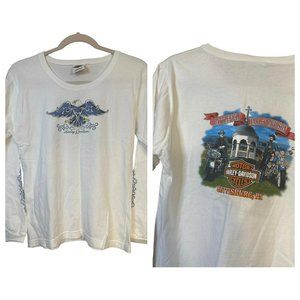 Vtg Y2K Harley Davidson Women's Eagle Gettysburg PA Long Sleeve Shirt SZ Medium
